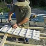 Building the chicken yard ramp out of some left over strapping