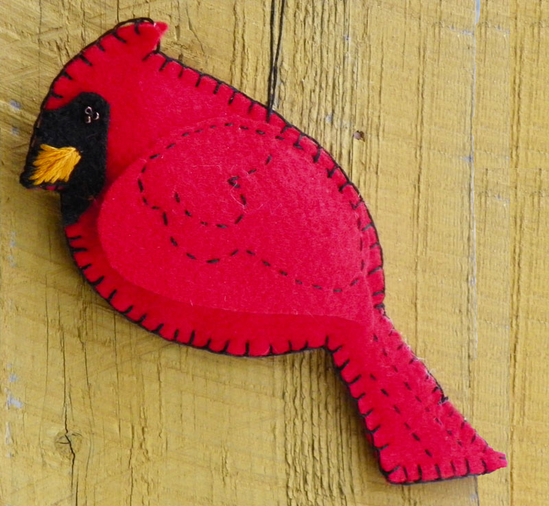 Felt Cardinal on a Snowy Afternoon