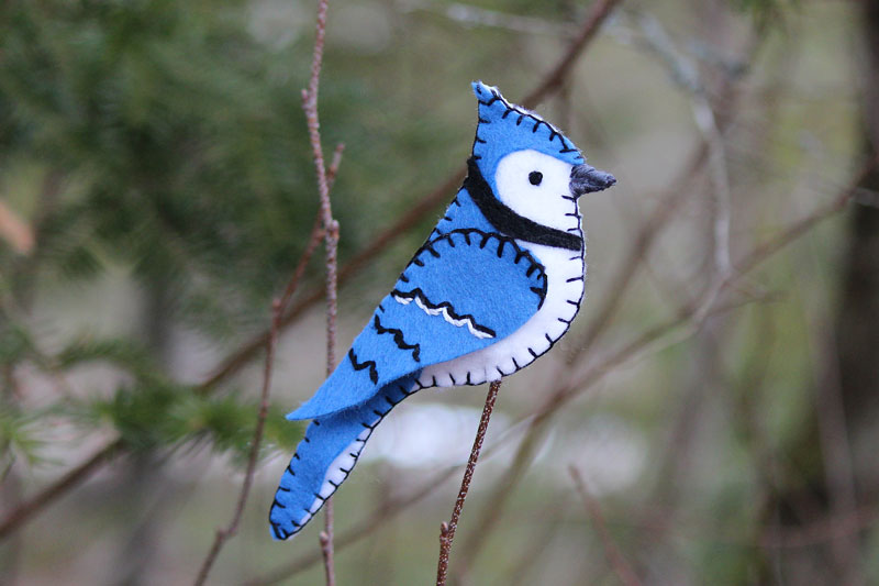 Bold Blue Jay Felt Ornament