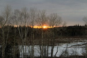 a winter evening sunset in Maine