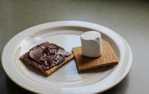 start with graham crackers, Nutella and marshmallo