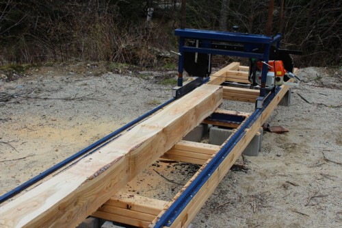 beam cut with the ripsaw portable sawmill