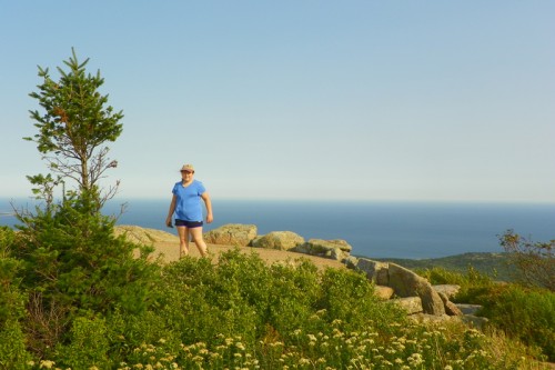 Hannah on top of Cadillac Mountain