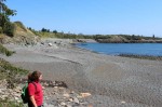 Checking out the rocky beach