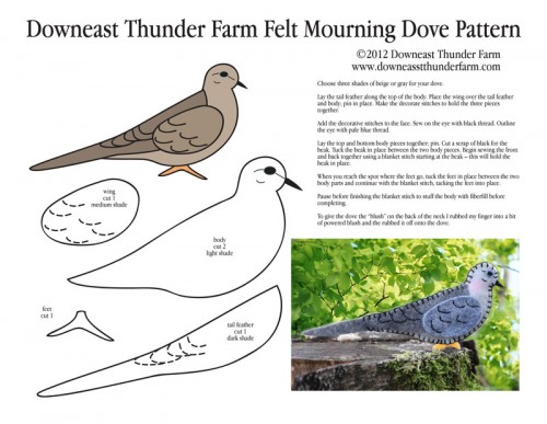 Mourning Dove Felt Ornament Pattern