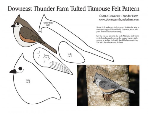 tufted titmouse felt pattern