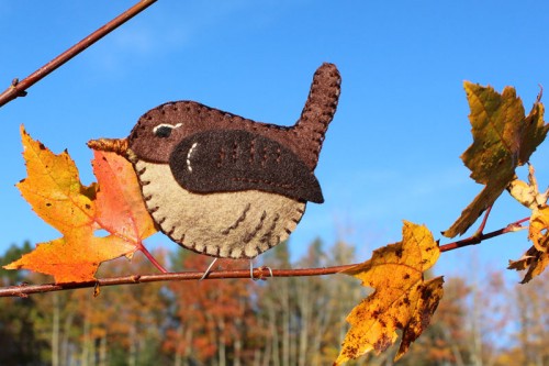 Winter Wren Felt Ornament