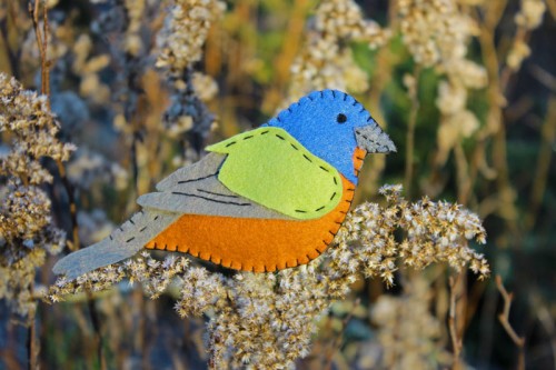 Painted Bunting Felt Ornament