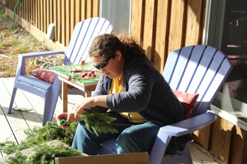 Hannah wreath making