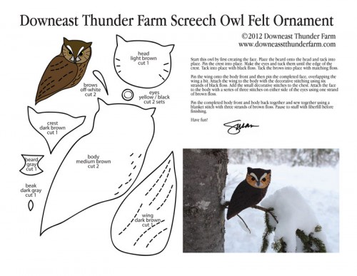 eastern screech owl felt ornament