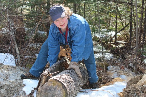 She doesn't mind helping outdoors as long as you keep her busy. 