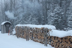 Wood Boiler on a Snowy Morning