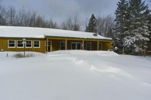 snow on a steel roof