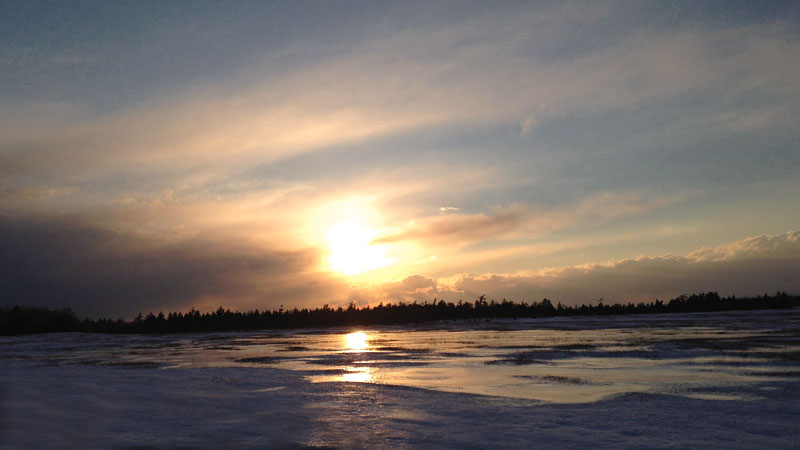 Sunset Reflecting on Frozen Barrens