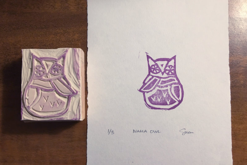 Block Print Owl