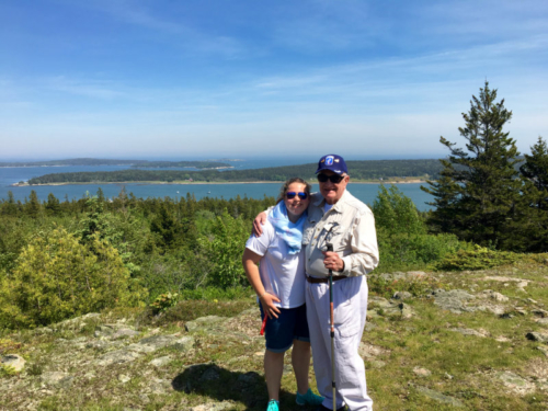 Hannah and her Papa at the top of Pigeon Hill