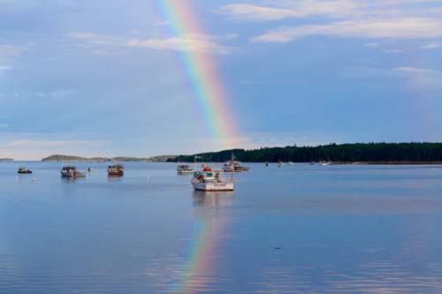 rainbow over the narraguagus river in milbridge