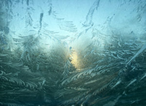 sunrise through frosted window