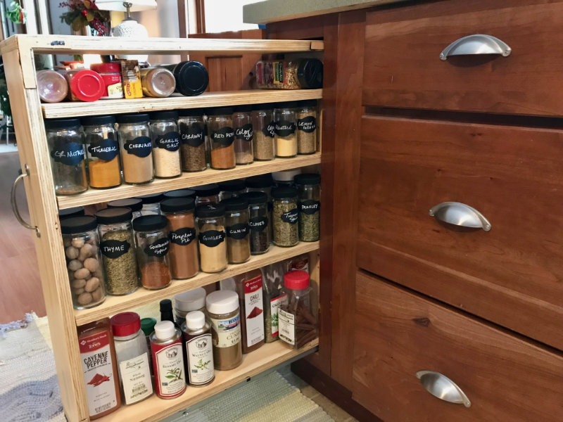 custom pull out spice rack
