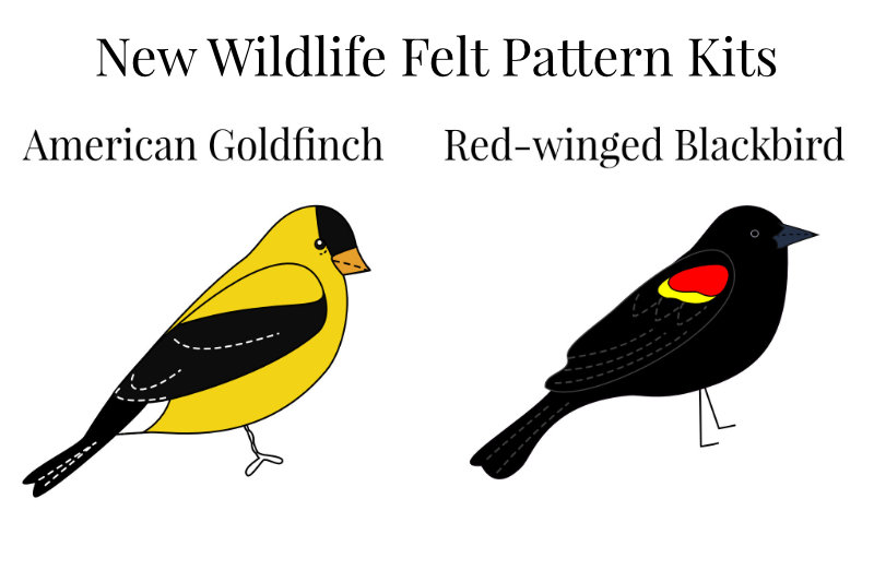 American Goldfinch and Red-winged Blackbird Felt Kits Join the Shop