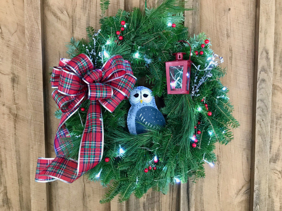 Joyful Owl Christmas Wreath