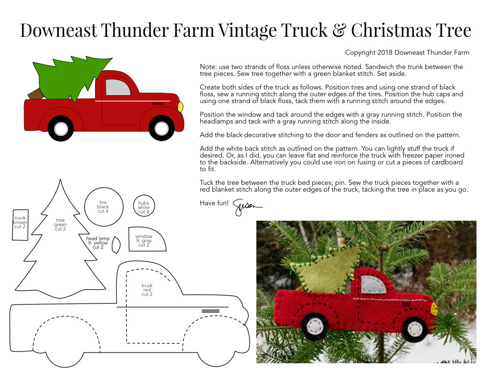 Vintage Red Truck with Christmas Tree