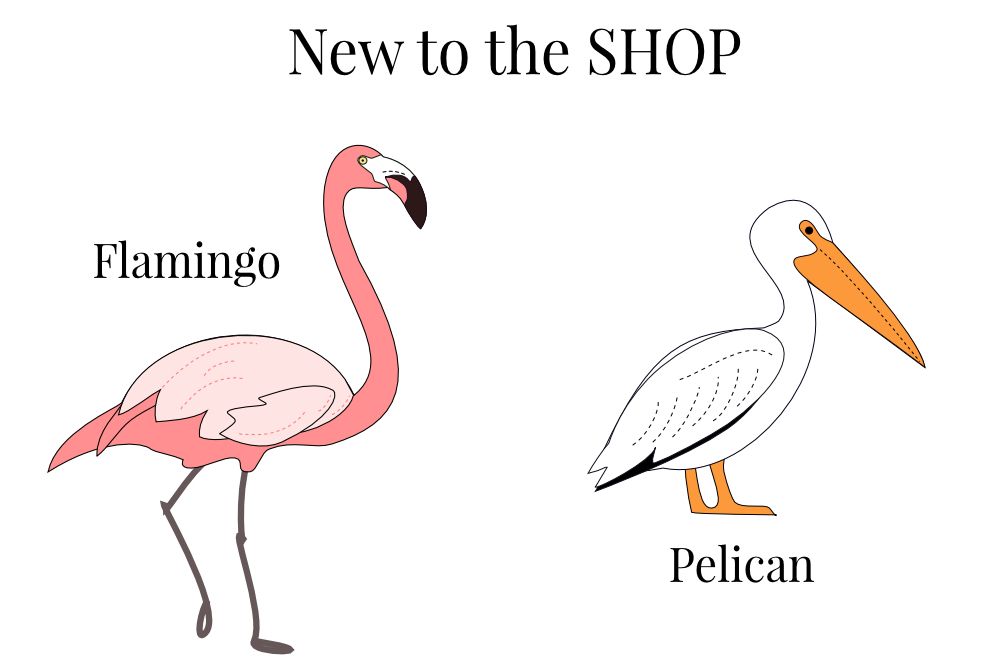 New to the SHOP: Pelican and Flamingo