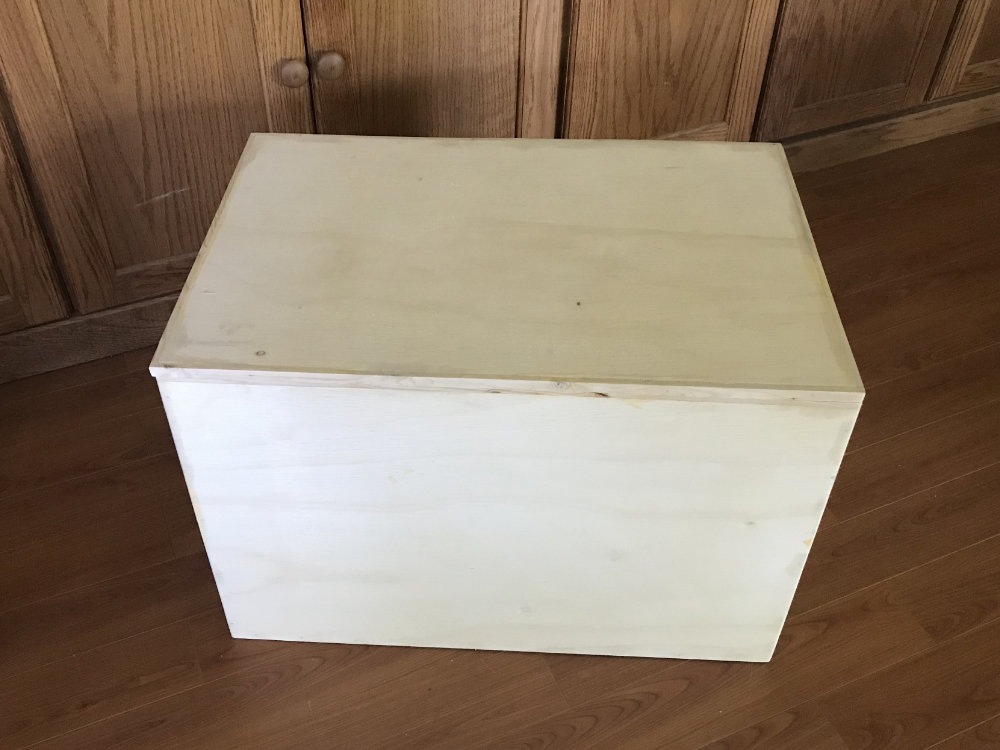 a plywood box ready for decorating