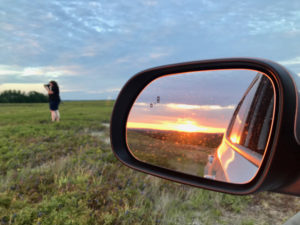 Sunset in rearview