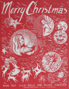 merry christmas linolium block print