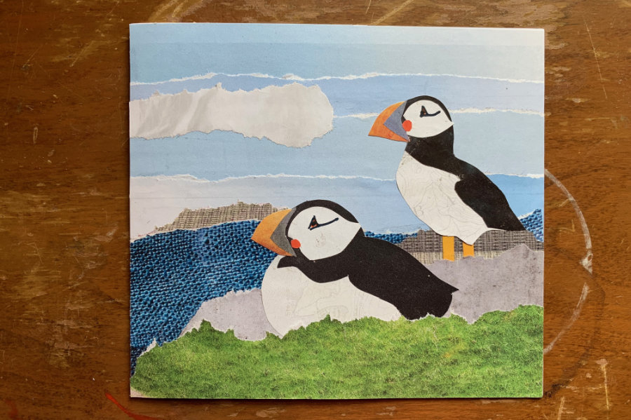 Torn Paper Puffin Collage