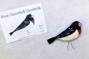 Video for how to make a Rose-breasted Grosbeak felt ornament