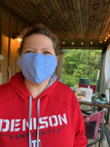 Hannah wearing a COVID-19 mask