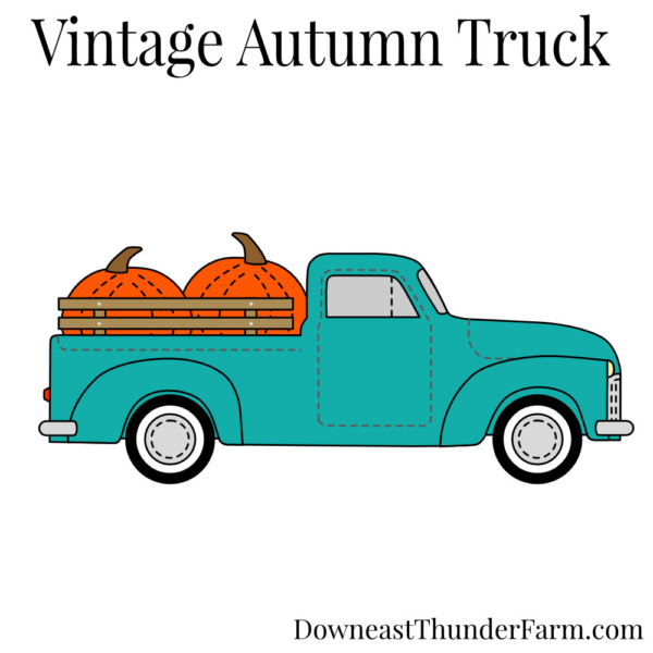 Vintage Autumn Truck Felt Pattern Kin