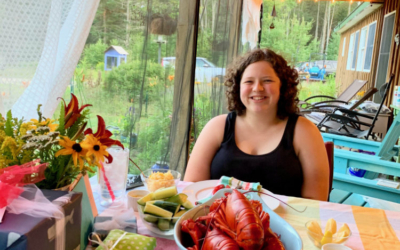 Hannah and lobster for her 21st birthday