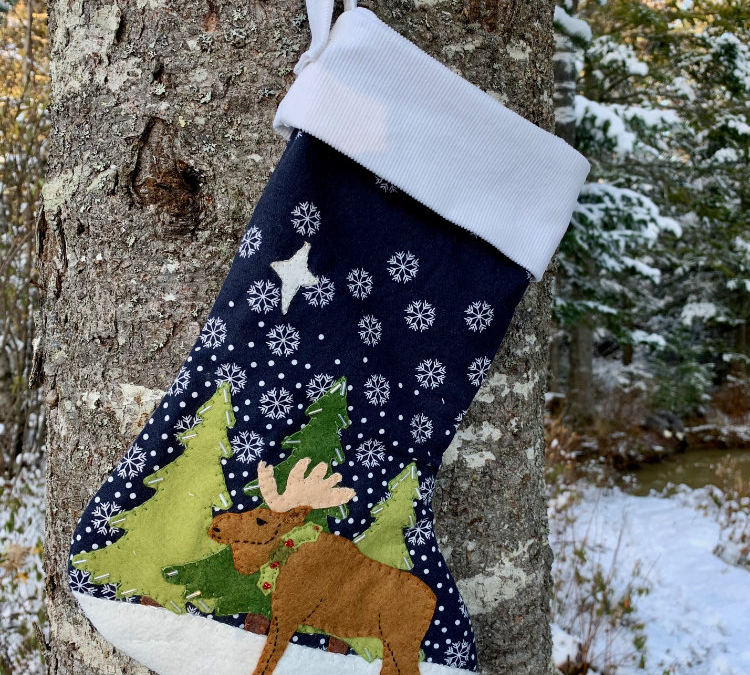 Downeast Thunder Farm Moose Christmas Stocking