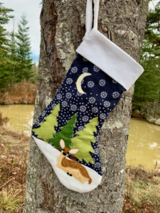white tail deer fawn christmas stocking