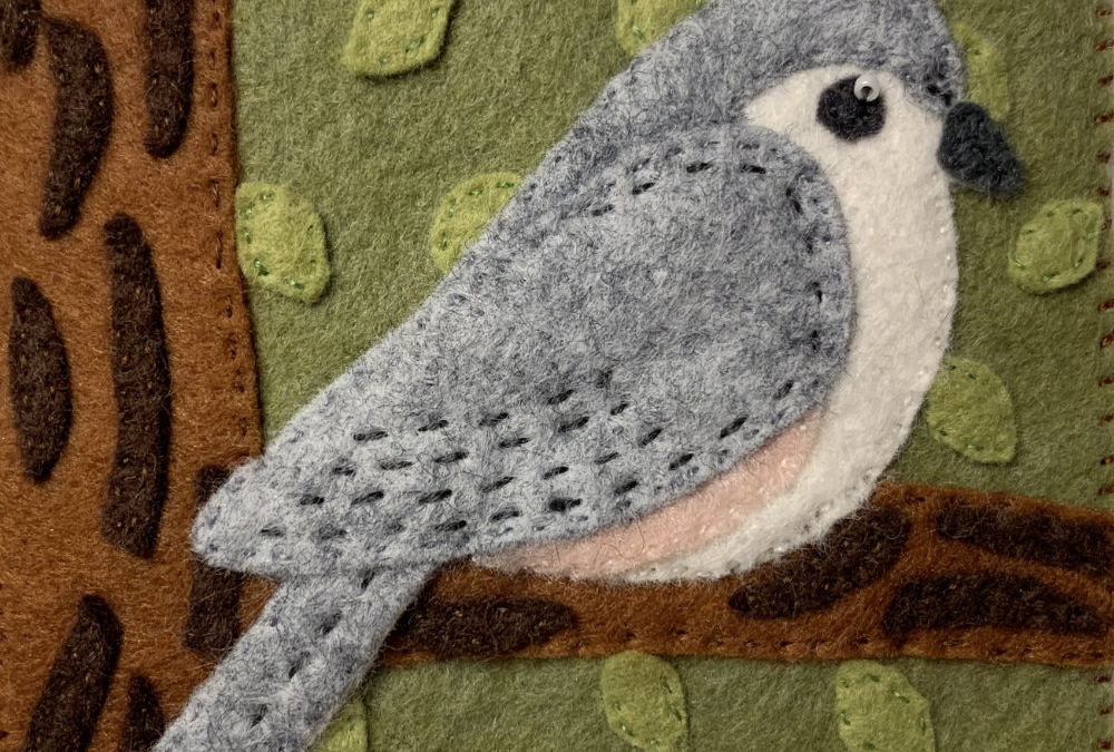 A Tufted Titmouse Felt Square