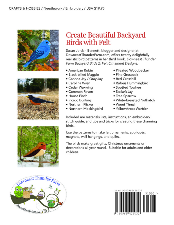 Downeast Thunder Farm Backyard Birds Book 2 - Felt Ornament Patterns