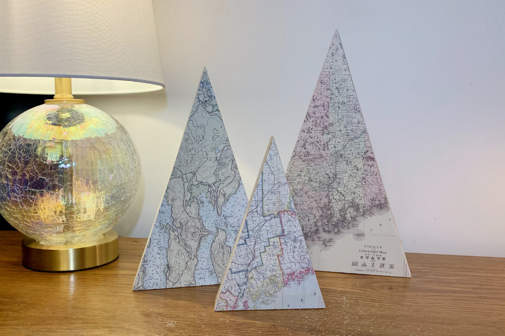 Maine Vintage Map Trees