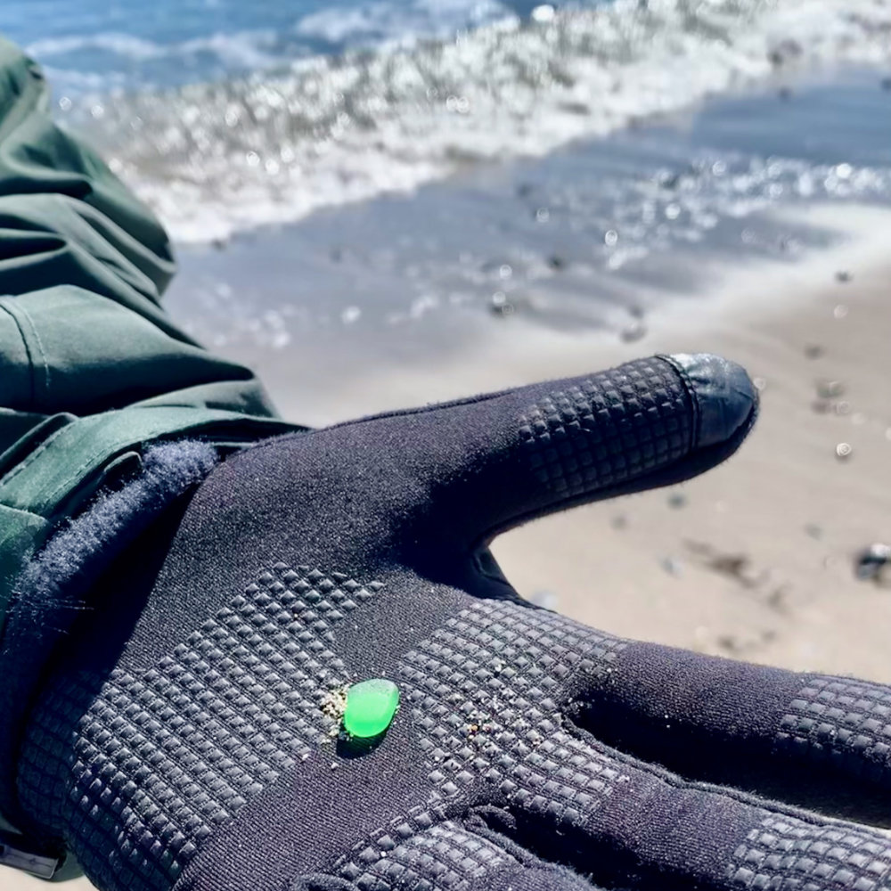 sea glass find on winter beach