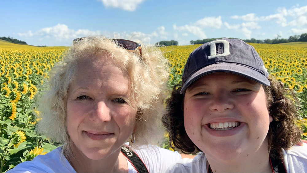 Susan and Hannah at a Sunflower Farm