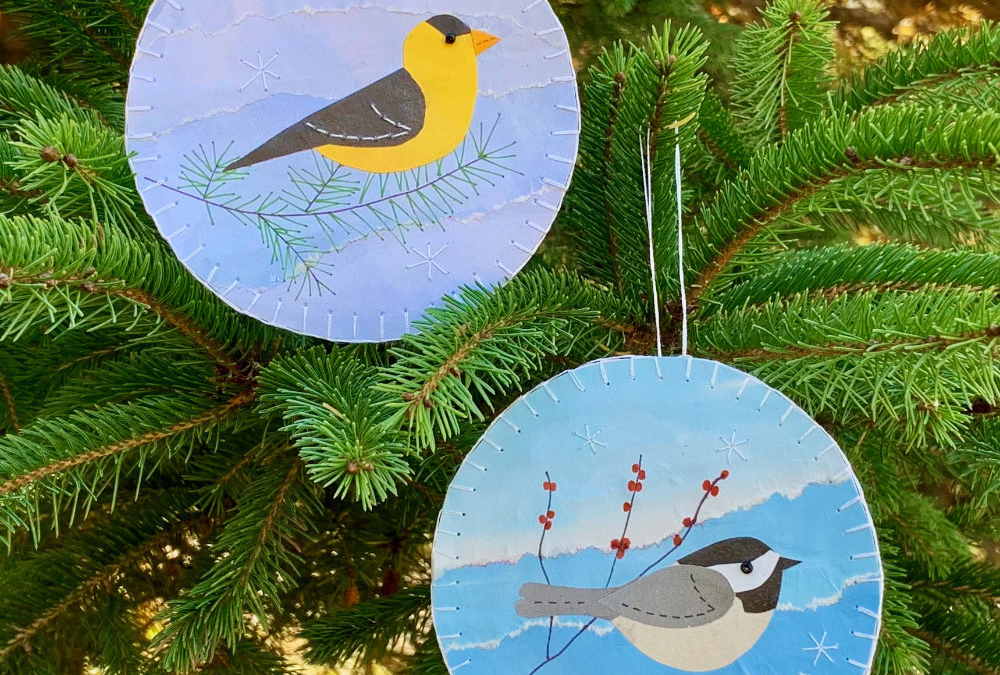 Birds on Branches Mixed Media Ornaments and Gift Tags