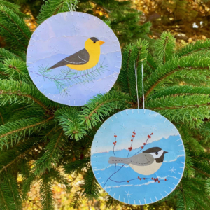 birds on branches mixed media ornaments or gift tags