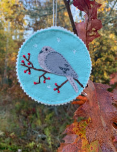 felt mourning dove christmas ornament