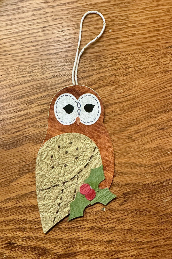 Joyful Owl Paper Ornament or gift tag