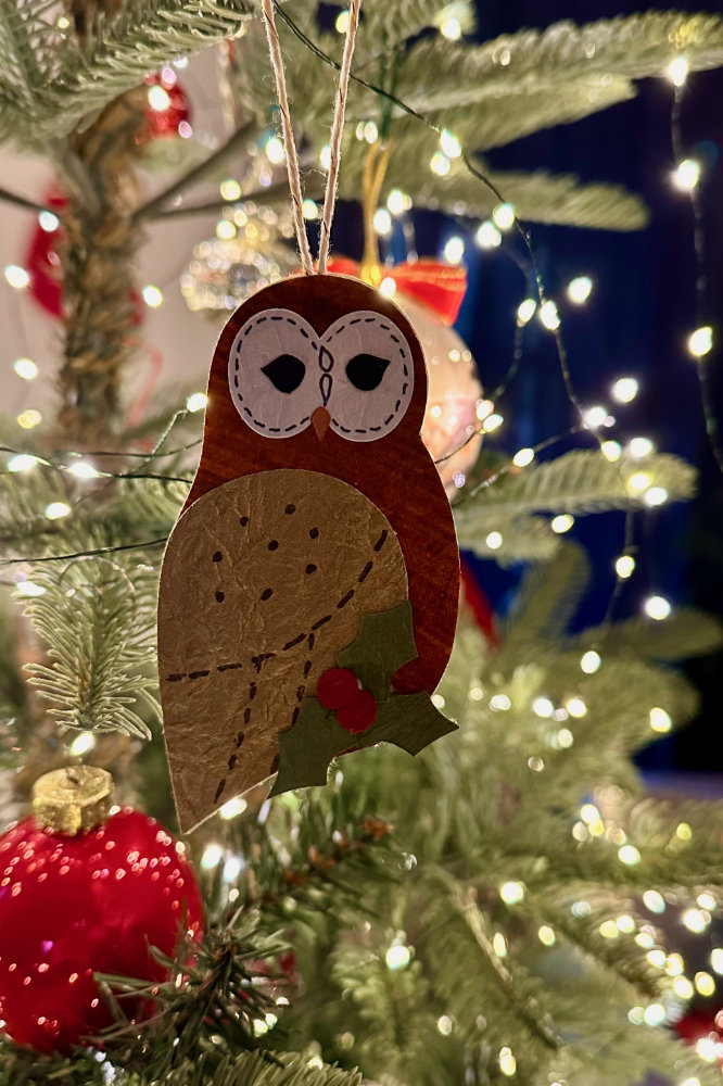 Joyful Owl Paper Ornament or gift tag