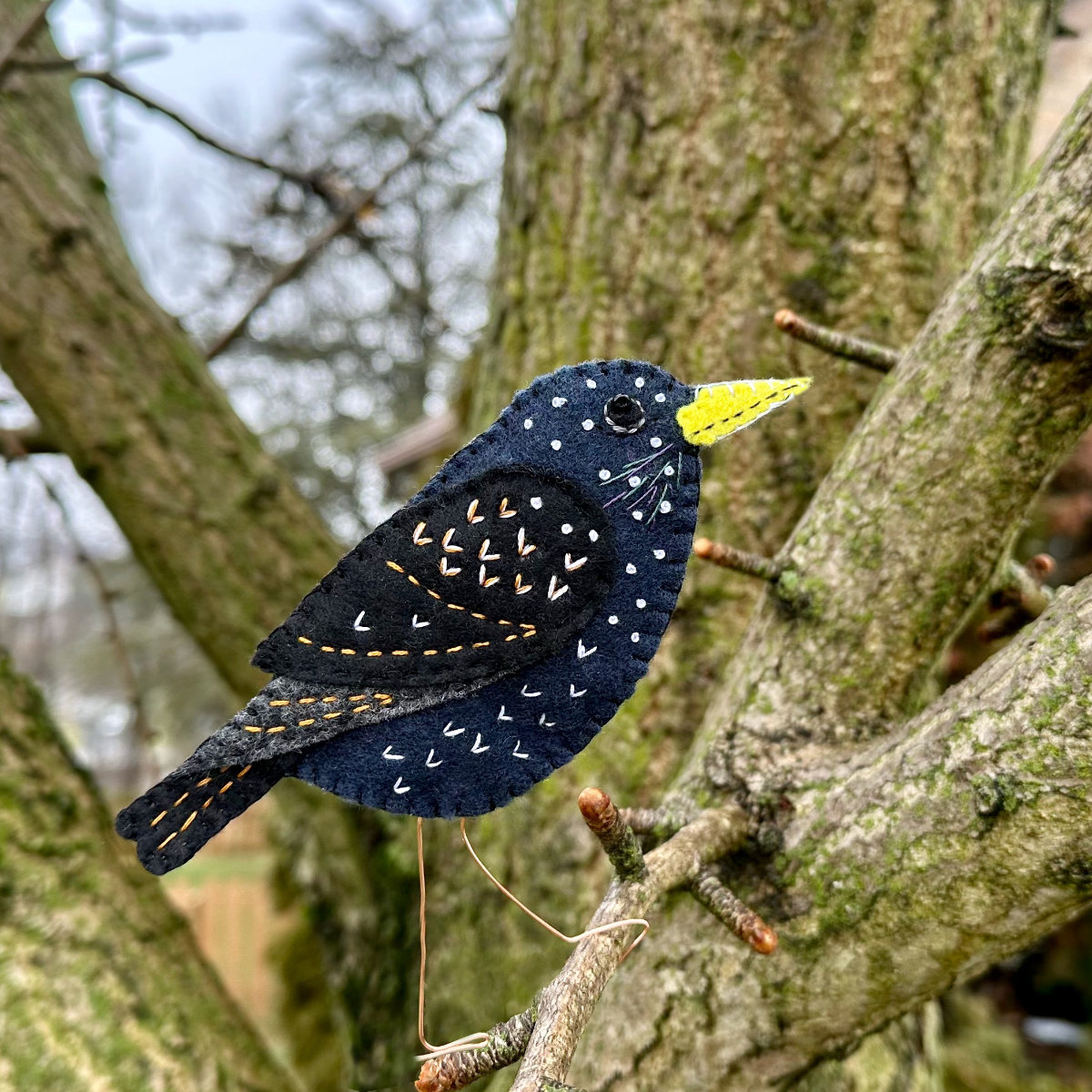 european starling felt ornament pattern