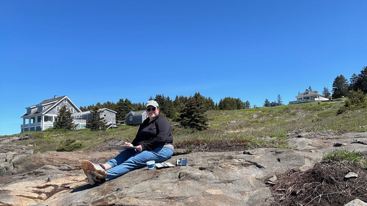 painting alongside the Wyeth house, Monhegan