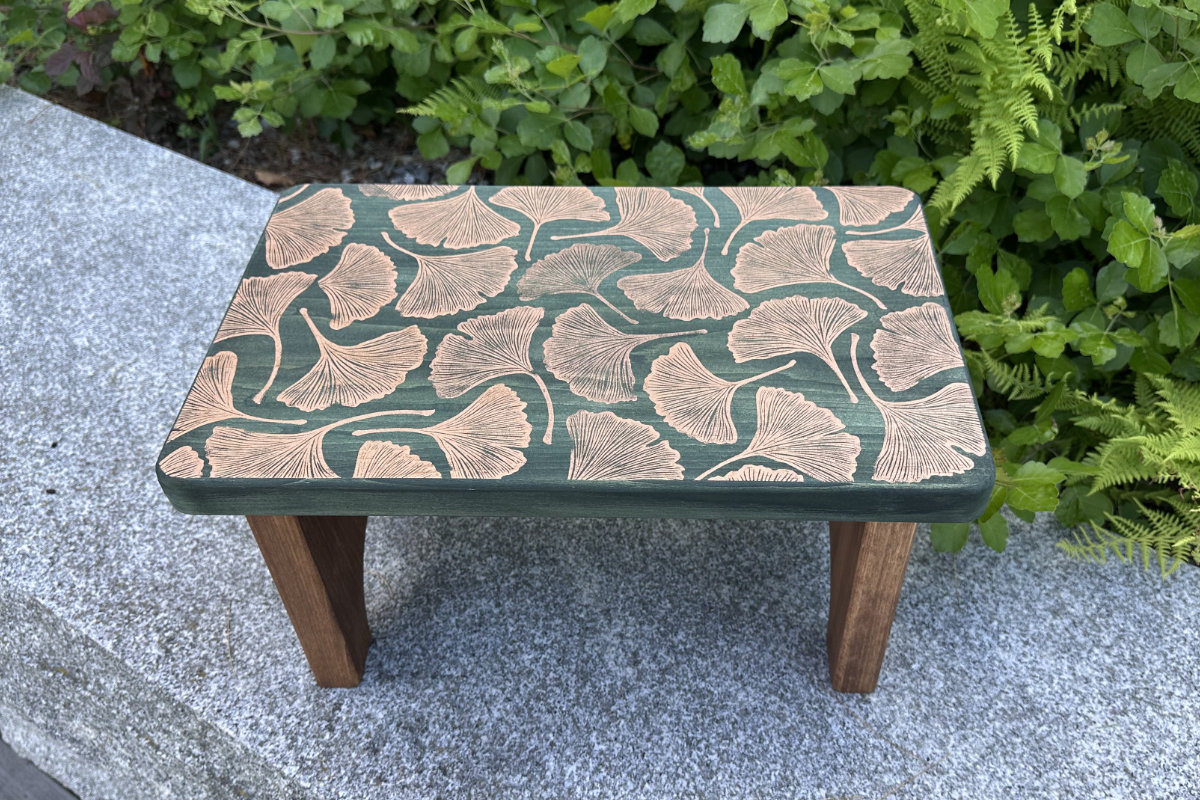 linoleum block print stool